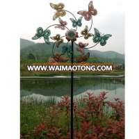 Butterflies Garden Stake Metal Kinetic Wind Spinner With Solar Light